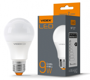 LED лампа VIDEX A60e 9W E27 4100K - Главное фото