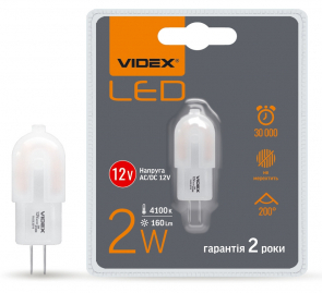 LED лампа VIDEX G4e 2W G4 4100K 12V - Главное фото